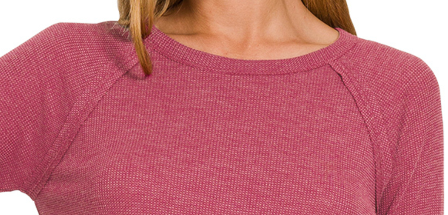 Baby Waffle Raglan CABERNET