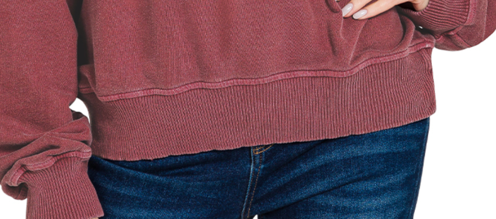 Enzyme Wash 1/4 Zip Pullover CABERNET