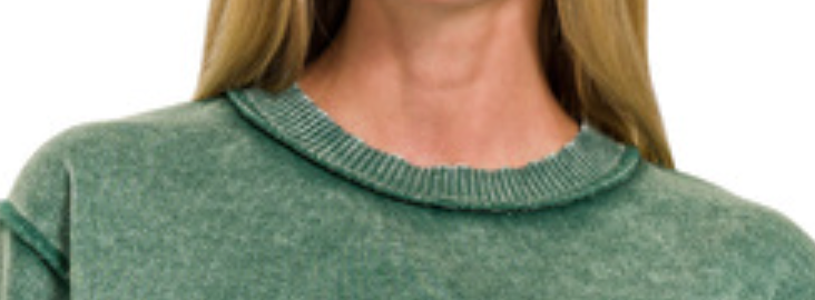 Acid Wash Exposed Seam Fleece GREEN