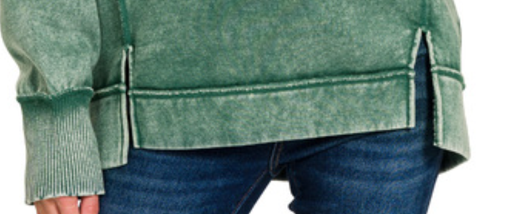 Acid Wash Exposed Seam Fleece GREEN