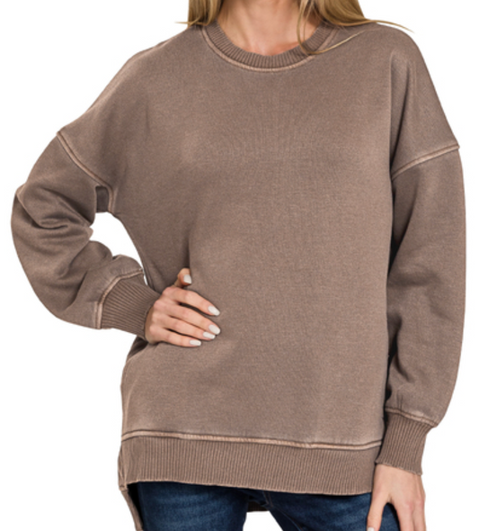 Pigment Dyed Pocketed Hi~Low BROWN