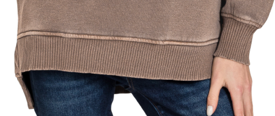 Pigment Dyed Pocketed Hi~Low BROWN