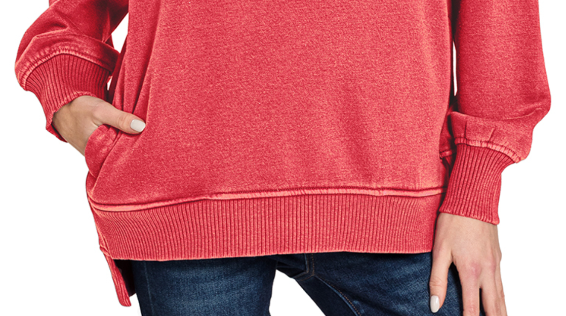 Pigment Dyed Pocketed Hi~Low RED