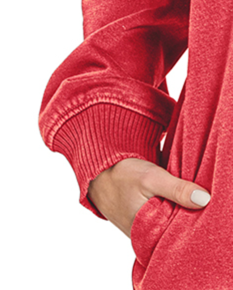 Pigment Dyed Pocketed Hi~Low RED