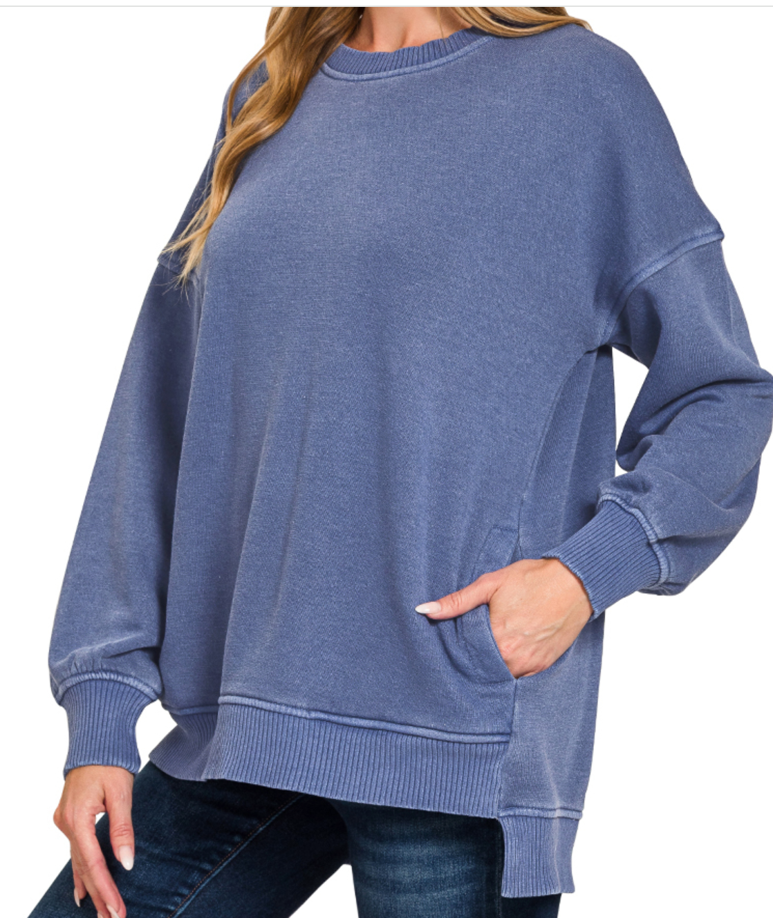 Pigment Dyed Pocketed Hi~Low LT NAVY