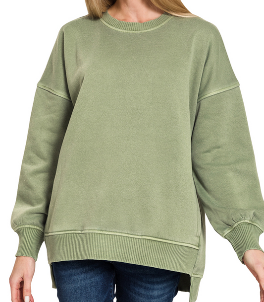 Pigment Dyed Pocketed Hi~Low LT OLIVE