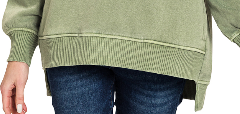 Pigment Dyed Pocketed Hi~Low LT OLIVE
