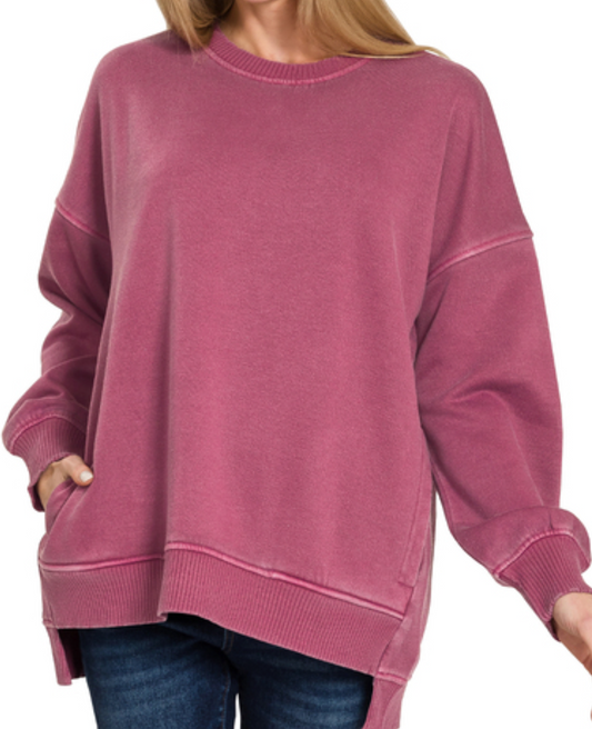 Pigment Dyed Pocketed Hi~Low CABERNET