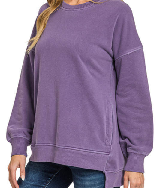 Pigment Dyed Pocketed Hi~Low VIOLET