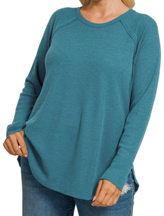 Baby Waffle Raglan TEAL