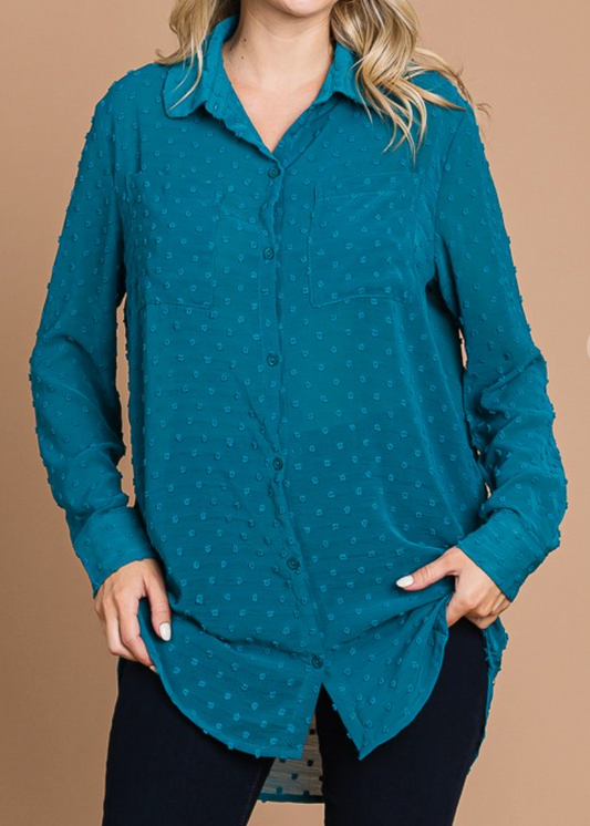 PS Oversized Swiss Dot Blouse TEAL