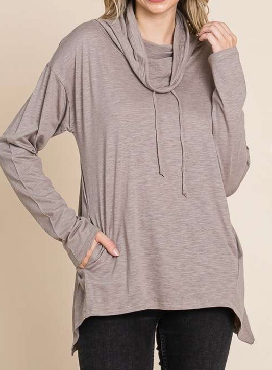 Slub Jersey Hi~Low Tunic MOCHA
