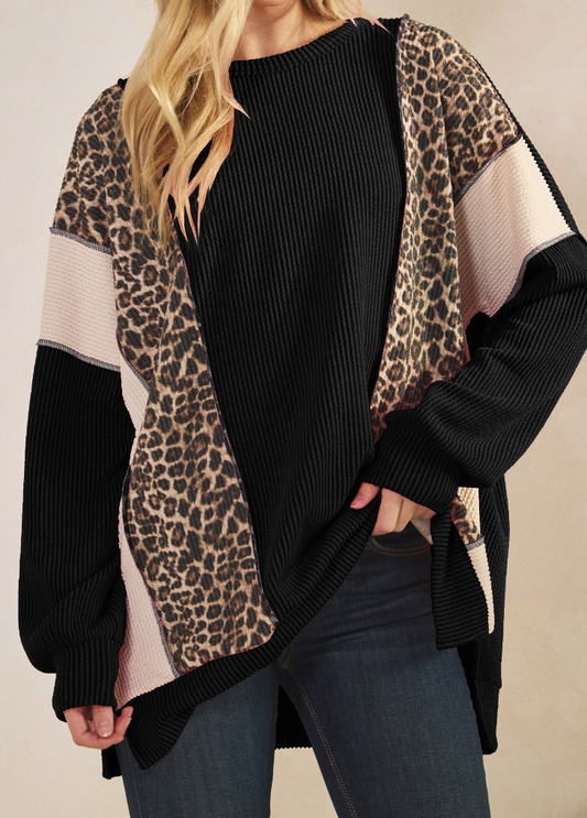Urban Rib Vertical Leopard BLACK