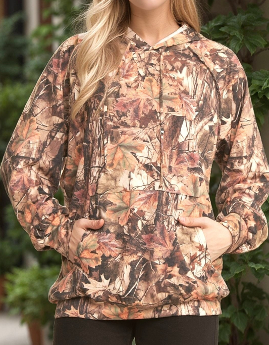Camo Kangaroo Hoodie BROWN