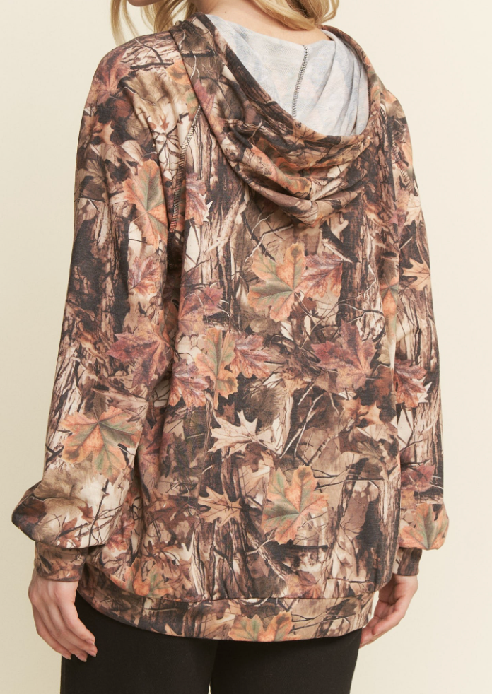 Camo Kangaroo Hoodie BROWN