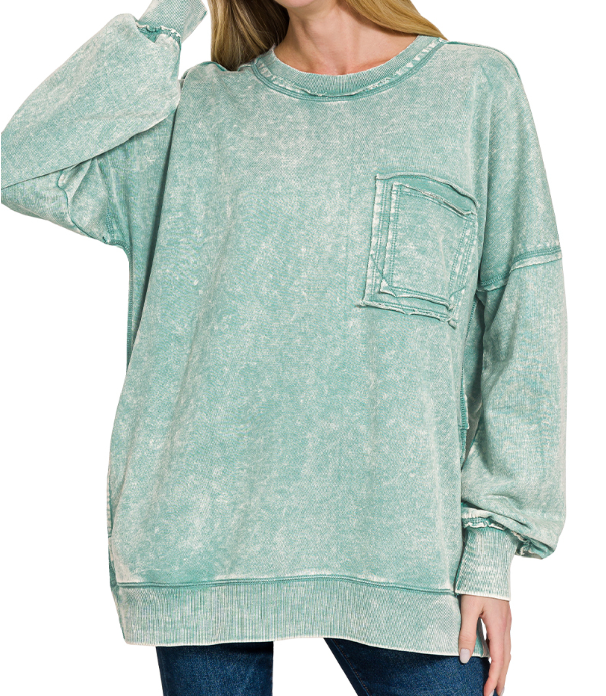 F/Terry Acid Wash Pocket ASH BLUE