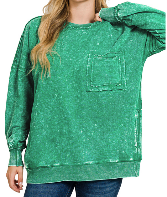 F/Terry Acid Wash Pocket FOREST