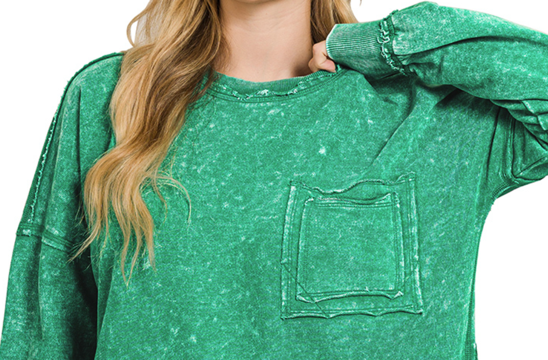 F/Terry Acid Wash Pocket FOREST