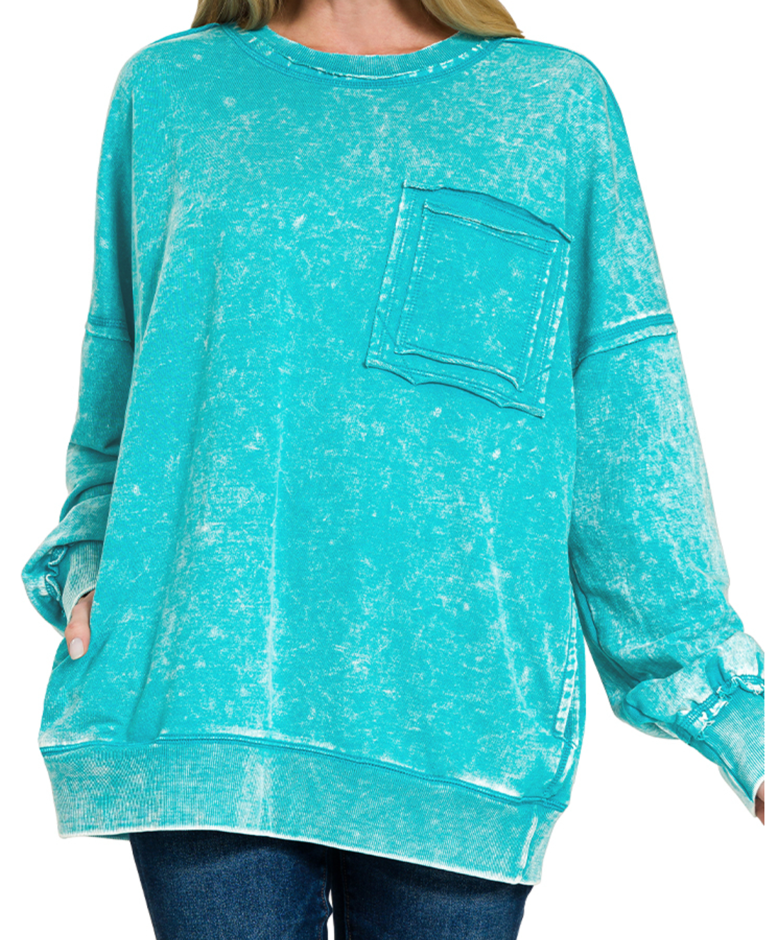 F/Terry Acid Wash Pocket TEAL