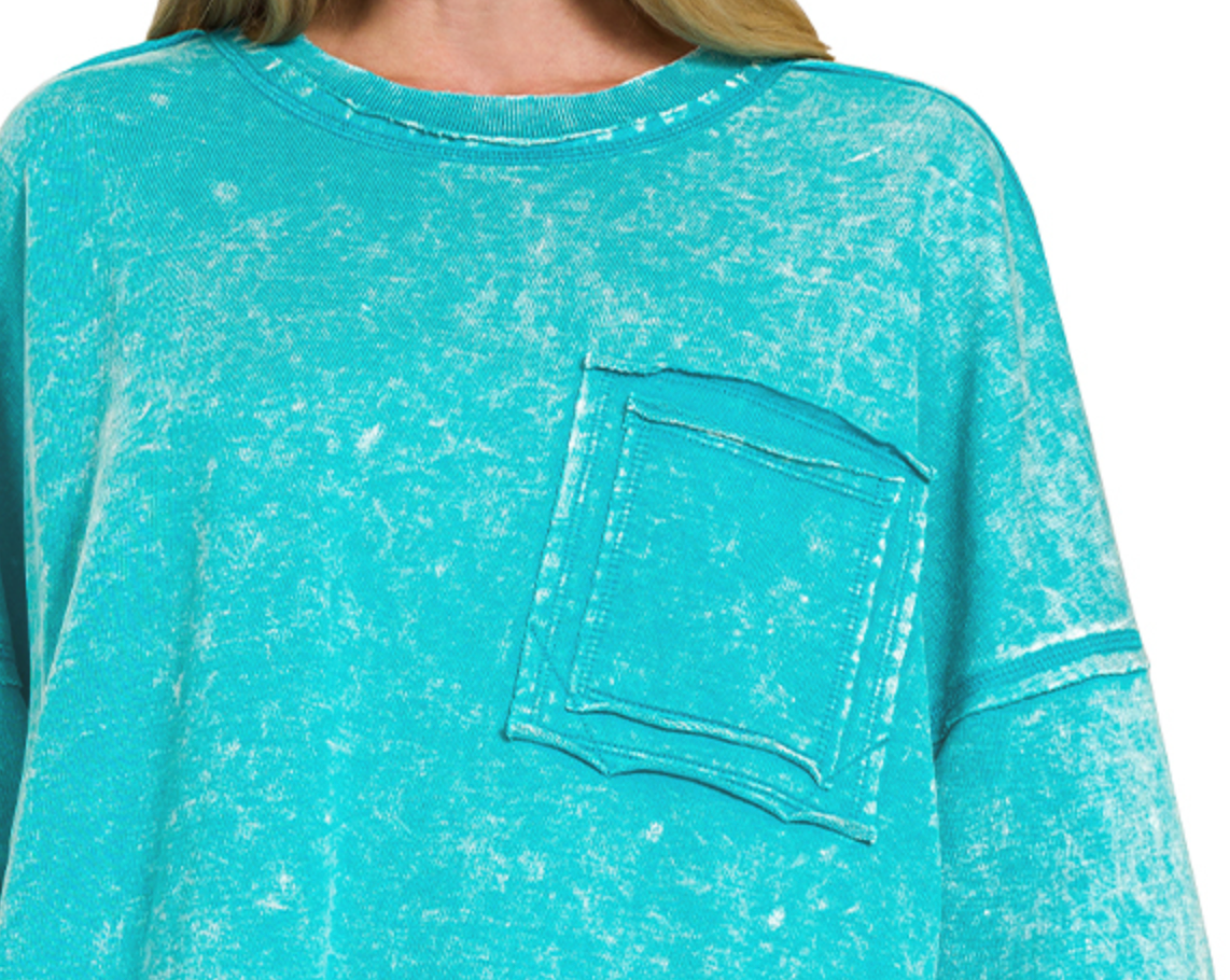 F/Terry Acid Wash Pocket TEAL