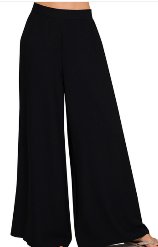 Relaxed Fit Wide Leg Pants 28.5" BLACK