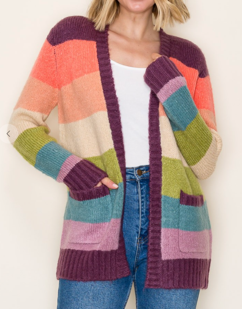 Color Block Sweater Cardi MULTI