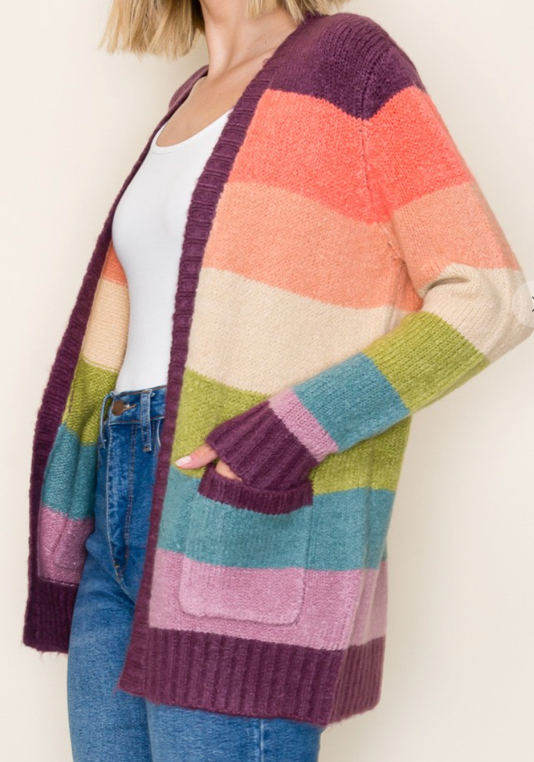 Color Block Sweater Cardi MULTI