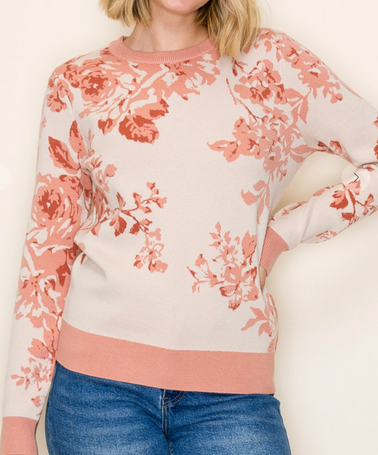 Viscose Floral Sweater SALMON