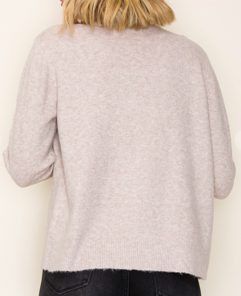 Ruffle Finished Sweater Cardi OATMEAL