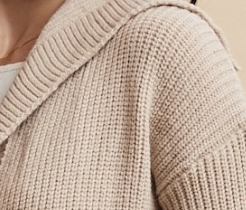 Shawl Collar Rib Texture Sweater Cardi OATMEAL