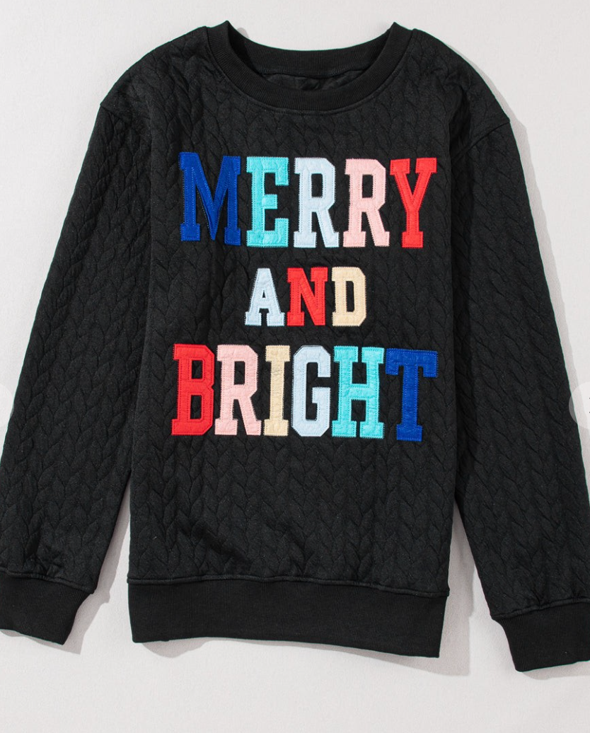 Merry & Bright Cable Sweatshirt BLACK