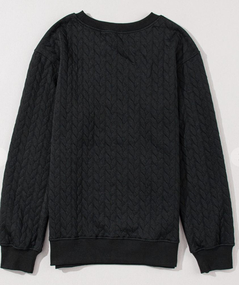 Merry & Bright Cable Sweatshirt BLACK