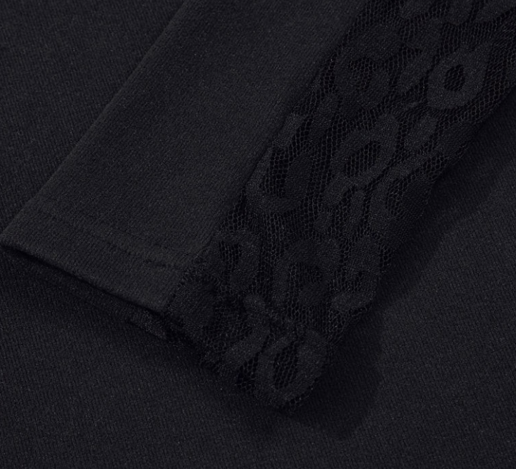 Leopard Mesh Long Sleeve BLACK