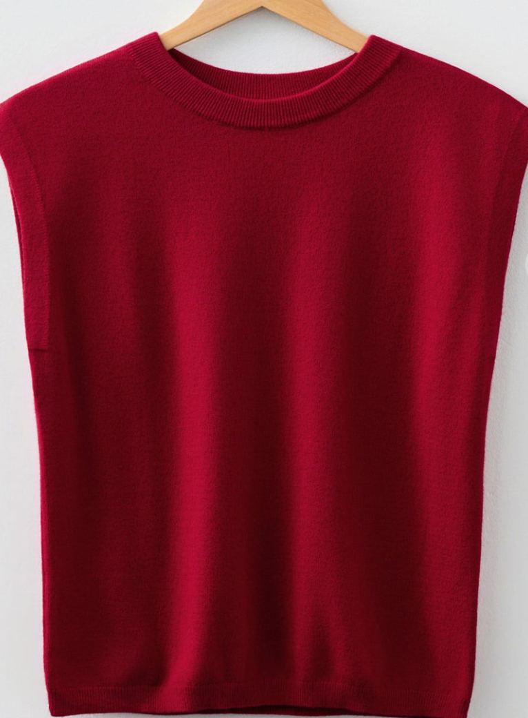 Cap Sleeve Knit Sweater RED
