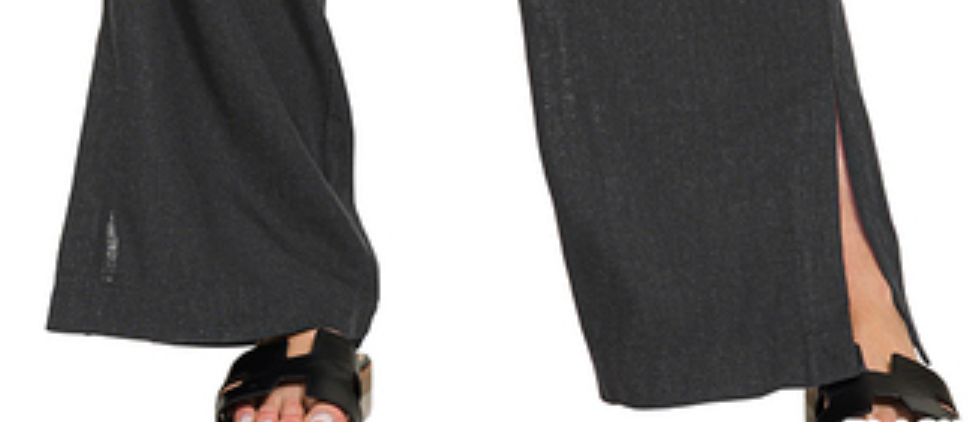 Linen Drawstring Slit Hem BLACK