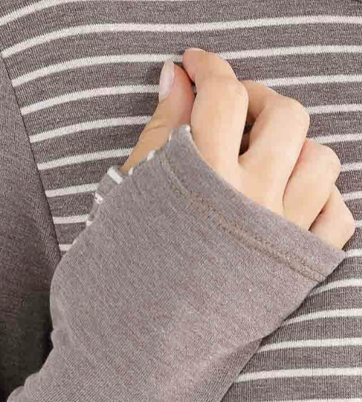 Stripe Knit Thumbhole Detail MOCHA