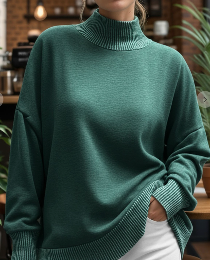 Fleece Sweatshirt With Wave Rib FOREST