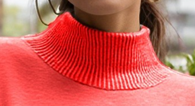 Fleece Sweatshirt With Wave Rib RED