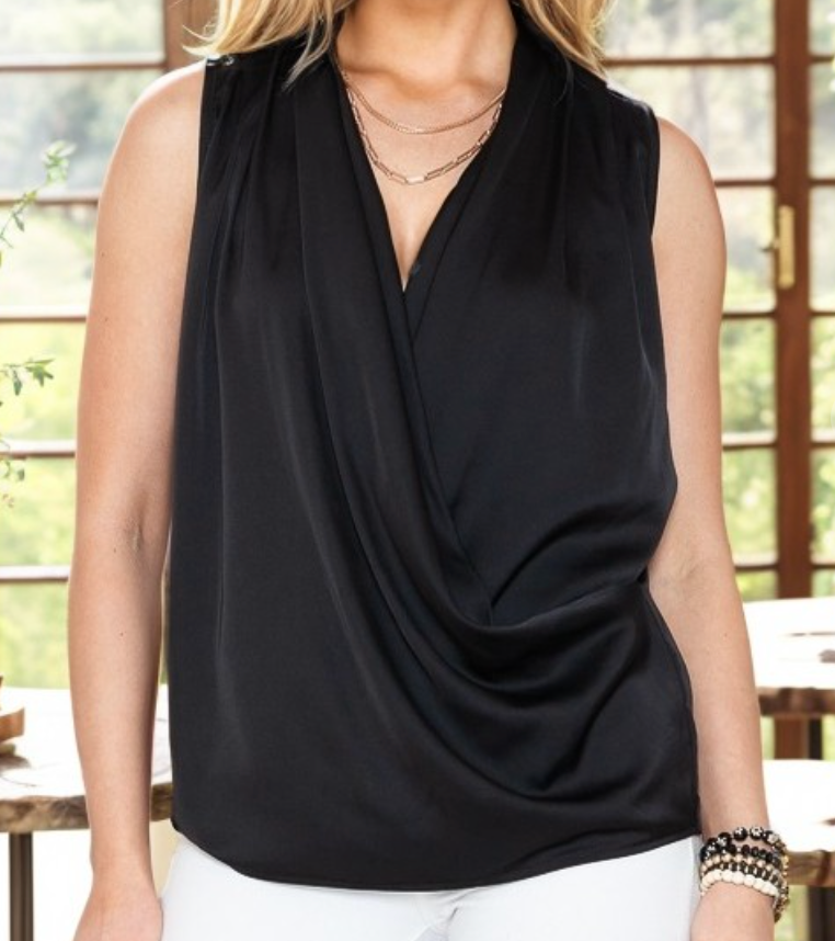 Overlap Silky Sheen Tank BLACK