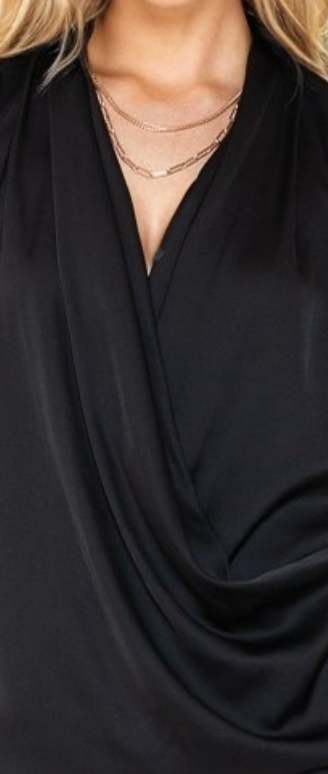 Overlap Silky Sheen Tank BLACK