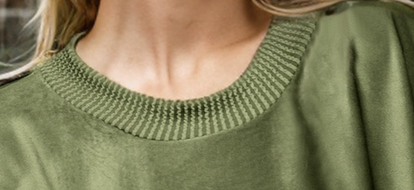 Oversized Velour Sweatshirt OLIVE