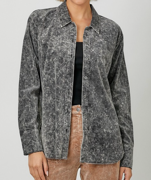 Mineral Washed Corduroy Jacket BLACK