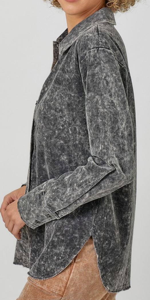Mineral Washed Corduroy Jacket BLACK