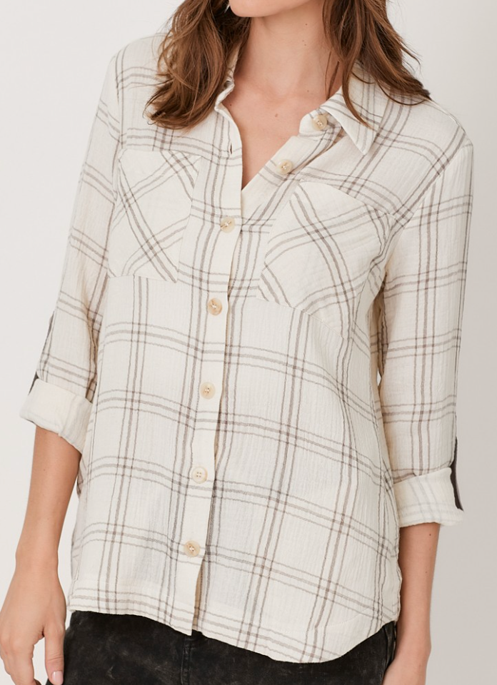 Double Gauze Plaid TAUPE