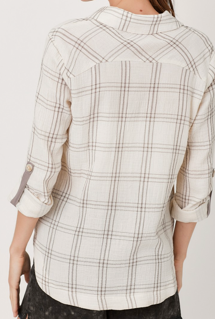 Double Gauze Plaid TAUPE