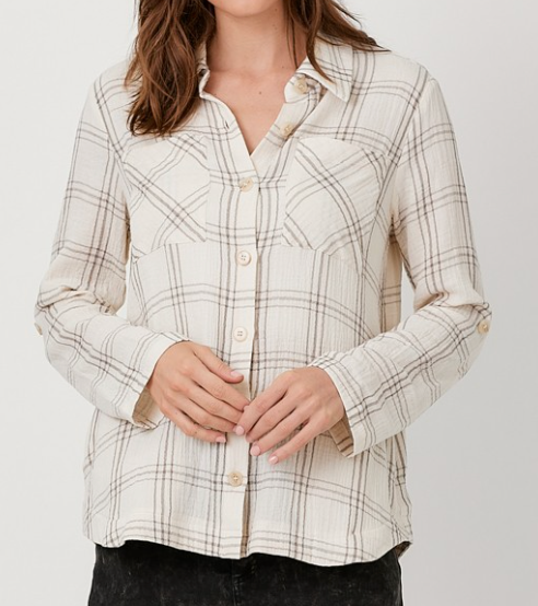 Double Gauze Plaid TAUPE
