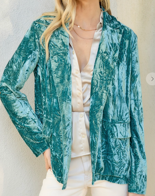 Crushed Velvet Blazer TEAL