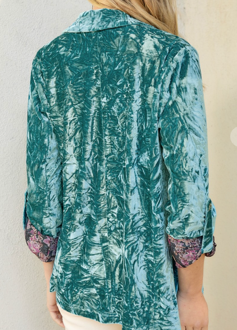Crushed Velvet Blazer TEAL