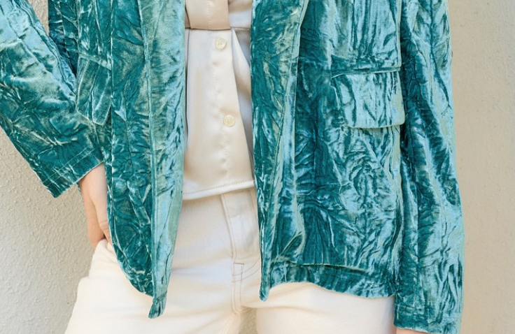 Crushed Velvet Blazer TEAL