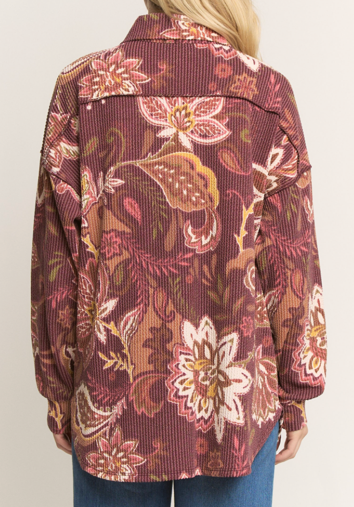 Paisley Urban Rib Shacket WINE